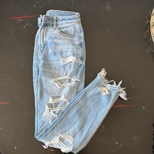 American Eagle Outfitters High Rise Ripped Blue Jeans